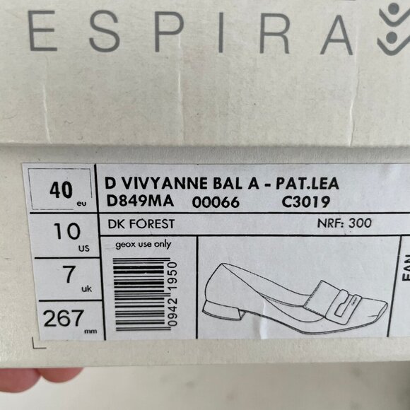 Geox Respira Vivyanne Italian Patent Leather Shoes Dark Forest Green Sz 10 NIB - Picture 11 of 12